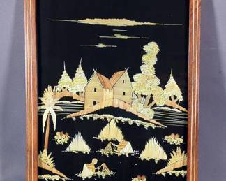 Decorative Asian Bamboo Art Of Women Gathering