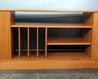 Mid-Century Modern Style Credenza With Sliding Doors And Shelves