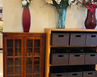 Small Display/Media Cabinet and Bookcase w/ storage bins (priced separately)