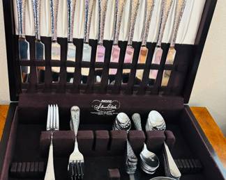 Stainless steel flatware set in box. Not sterling