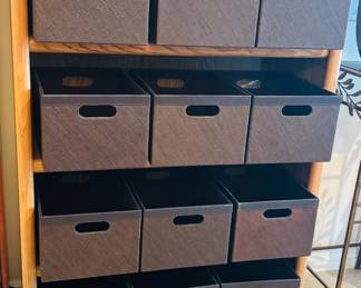 Closeup of Bookcase w/Storage Bins