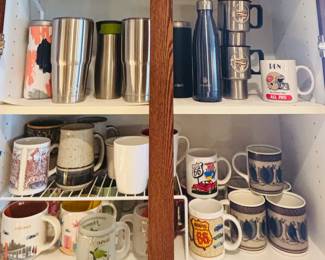 Miscellaneous coffee, mugs, and travel mugs