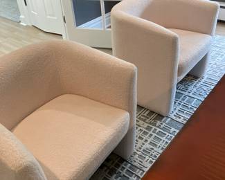 Upholstered club chairs, beige