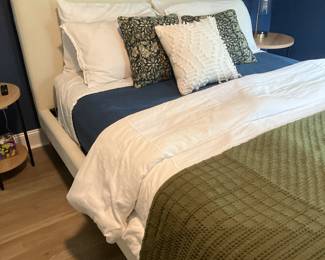 Crate and Barell Queen Upholstered Bed includes mattress