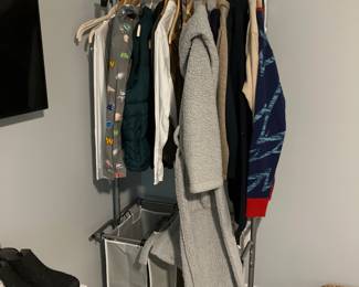 Clothes and shoes garment rack with laundry bins