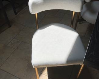 10 Mitchell Gold Beige and Gold Crypton Fabric Stain Resistant Dining Chairs 2 years old
