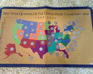 50 State Coin Collectors Map and Coins