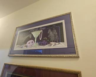 hall way. framed and signed by celebrities who happend to be there too. Many to choose from. Wonderful frame job