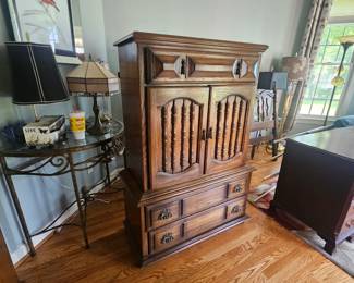 1970's bedroom set bed tall dresser and etc.