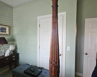 Queen Rice carved bed. Please bring help to disassemble & transport