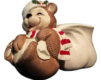 Fitz Floyd Santa Teddy Bear Candy Dish