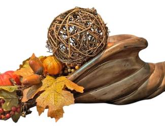 Fall Ceramic Cornucopia Table Decor
