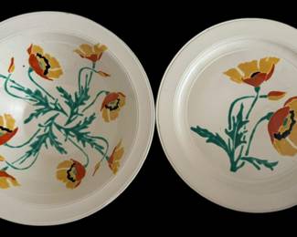 Desert Poppy Bird Pottery Bowl Plate