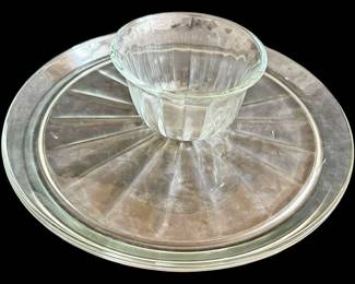 Pressed Glass Chip and Dip 2 Pc Set