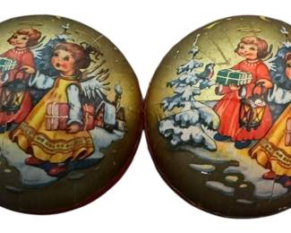 2 German Paper Mache Christmas Ornaments