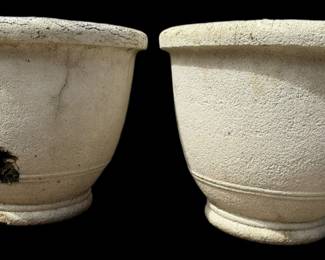 2 Large White Plaster Planters