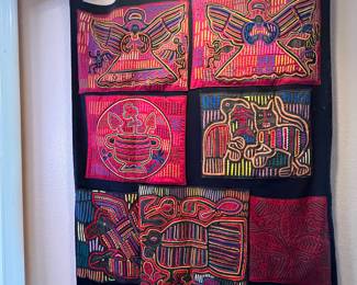 Vintage Panamanian Mola Art Tapestry