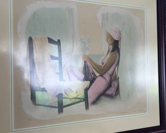 Girl at Window by Sandu Liberman painting