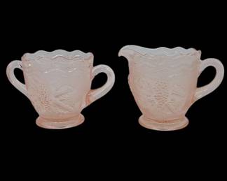 Pink Glass Westmoreland Woolworth Cream & Sugar