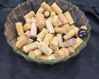 Glass bowl with corks