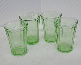 Uranium Glass Hazel Atlas 4" Tumblers Set of 4