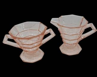 Pink Indiana Depression Glass Cream & Sugar Set