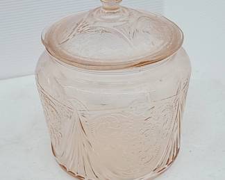 Depression Glass Atlas Pink Cookie Jar With Lid