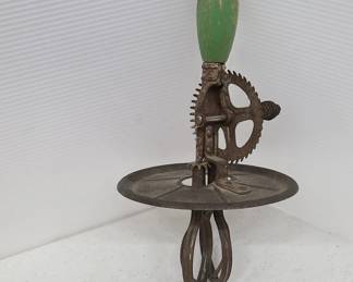 Antique A & J Egg Beater Green Wood Handle 20s
