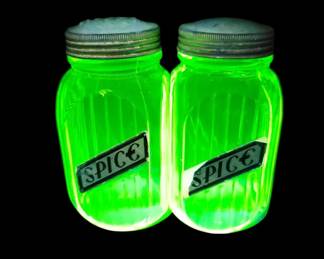 Uranium Glass Anchor Hocking Spice Jars