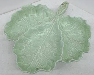 Porcelain Cabbage Leaf Plate (3 divided areas)