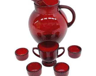 Anchor Hocking Ruby Red Pitcher & Glassware