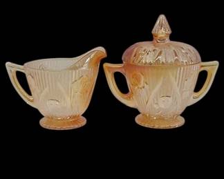 Carnival Glass Marigold Cream & Sugar Set