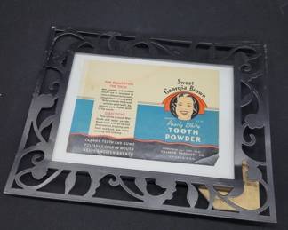 Framed vintage tooth powder label