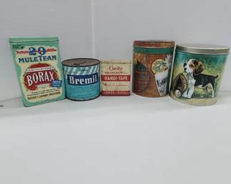 Vintage Tins Borax, Bremil, Curity & More