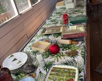 Outdoor table with benches