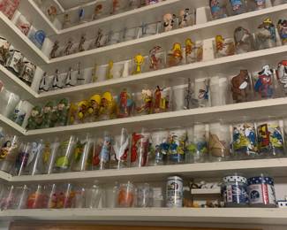 Collection of Vintage Glasses with Pop Culture designs