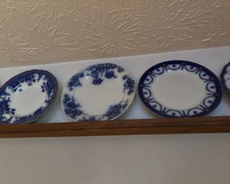 Collection of Flow Blue Plates and Dishes 