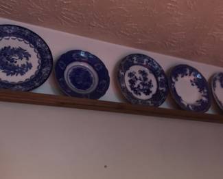 Collection of Flow Blue Plates and Dishes
