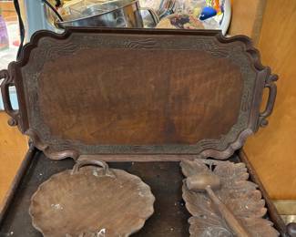 Carved wooden serving trays