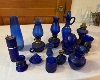 Cobalt blue glass items