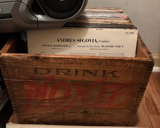 Records, Drink Moxie Wooden box