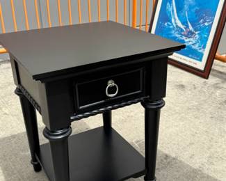4 PIECE SOLID WOOD WITH ROPE SCROLL BORDER OFFICE SET. METAL PULLS, GREAT CONDITION.