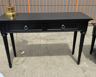4 PIECE SOLID WOOD WITH ROPE SCROLL BORDER OFFICE SET. METAL PULLS, GREAT CONDITION.