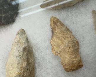 PRE HISTORIC ARTIFACTS COLLECTION, MULTI ARROWHEADS, SPEAR TIPS, DIGGERS, SCRAPERS BONE BEADS AND MORE...