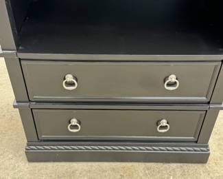 4 PIECE SOLID WOOD WITH ROPE SCROLL BORDER OFFICE SET. METAL PULLS, GREAT CONDITION.
