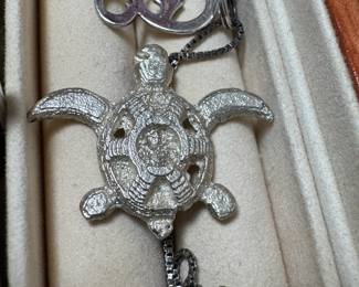 STERLING SILVER MINI TURTLE, NECKLACE AND PENDANT