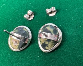 925 SILVER, DIAMOND AND NATURAL GEODE EARRINGS