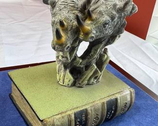 WILD RHINO & BUFFALO HEAD CAST STATUE BOXES