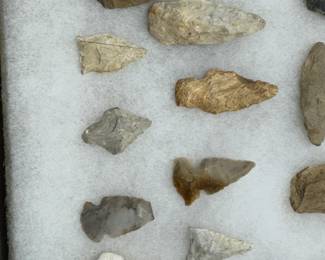 PRE HISTORIC ARTIFACTS COLLECTION, MULTI ARROWHEADS, SPEAR TIPS, DIGGERS, SCRAPERS BONE BEADS AND MORE...