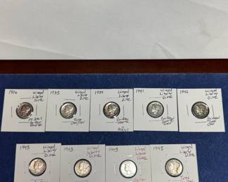 COLLECTION OF WINGED LIBERTY (MERCURY) DIMES. MOST RAINBOW TONED AND AU+ CONDITION.